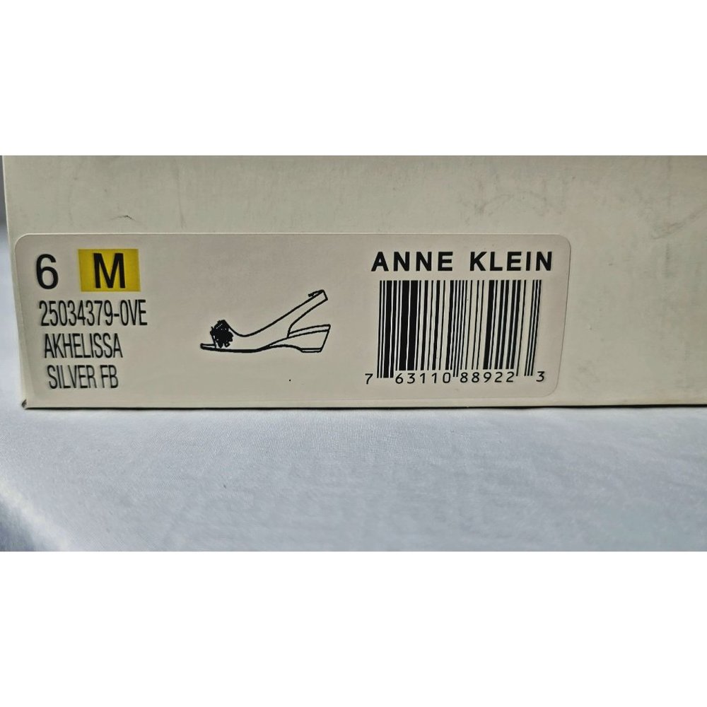 Anne Klein Women's Size 6 Metallic Silver Helissa Embellished Slingback Sandals - Picture 8 of 10